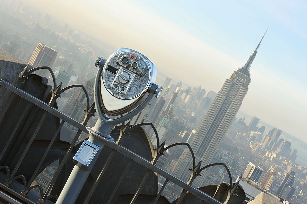 Смотровая площадка Top of the Rock, Рокфеллер-центр, Нью-Йорк, США, Северная Америка и Карибы